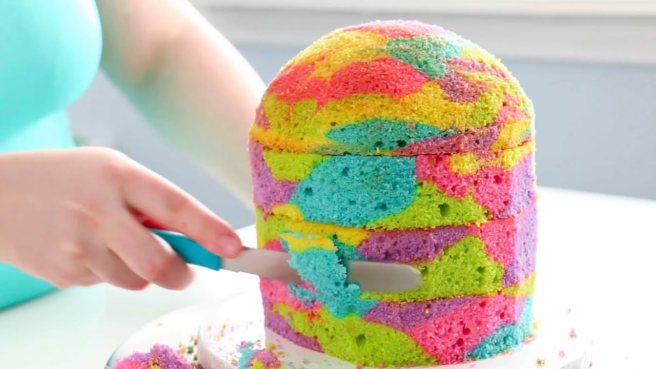 Rainbow Marble Surprise Inside Cake!