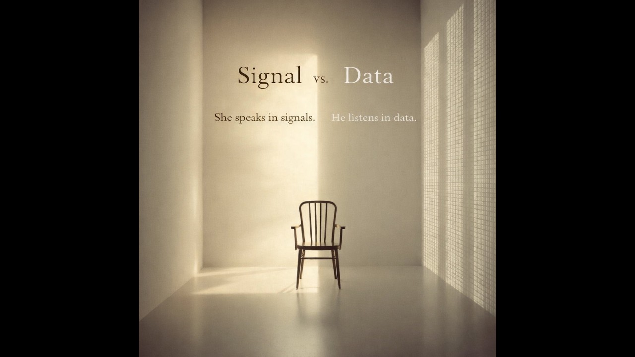 Signal vs  Data : She speaks in signals.He listens in data.
