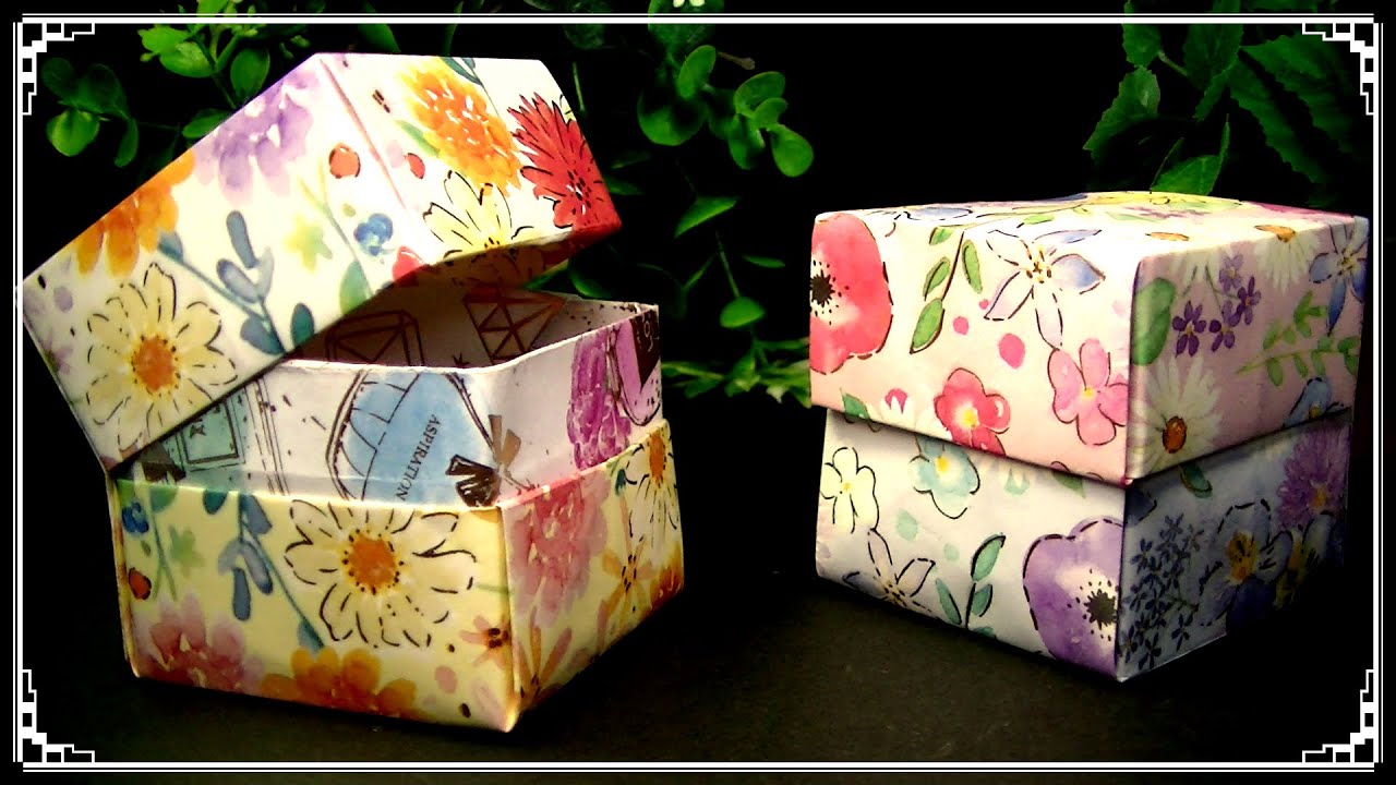 折り紙で宝石箱を考えてみました・４枚と糊を使います・Origami  gift  box・Mr coin origami channel１５