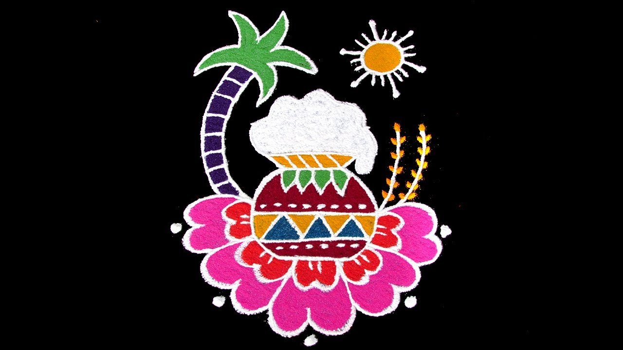 Simple & very Easy Pongal Special Rangoli 2019 | 5x3 Middle Dots Latest Pongal Kolam 2019