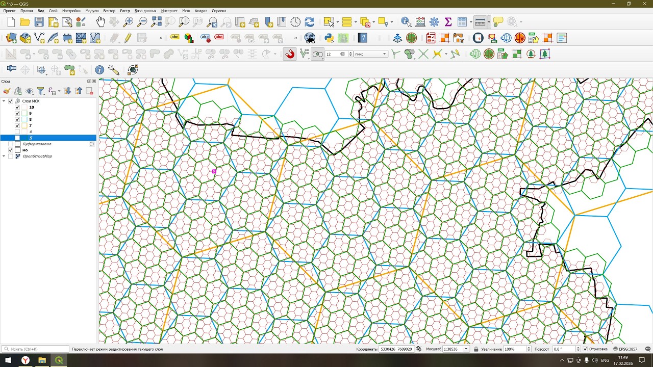 📐 Гексагональная сетка H3 в QGIS