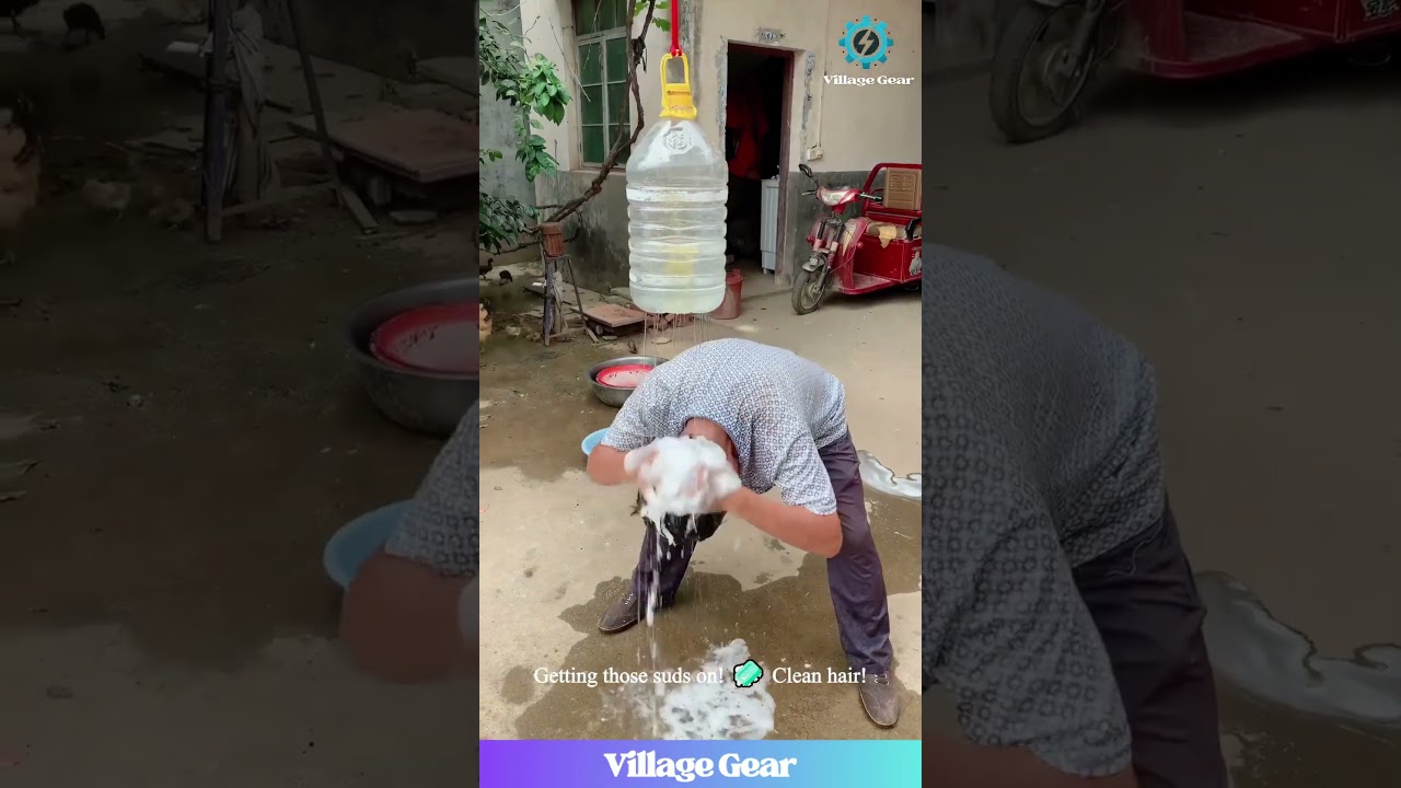 This DIY Bottle Shower is Peak Resourcefulness! 😂 Shampoo Time! 