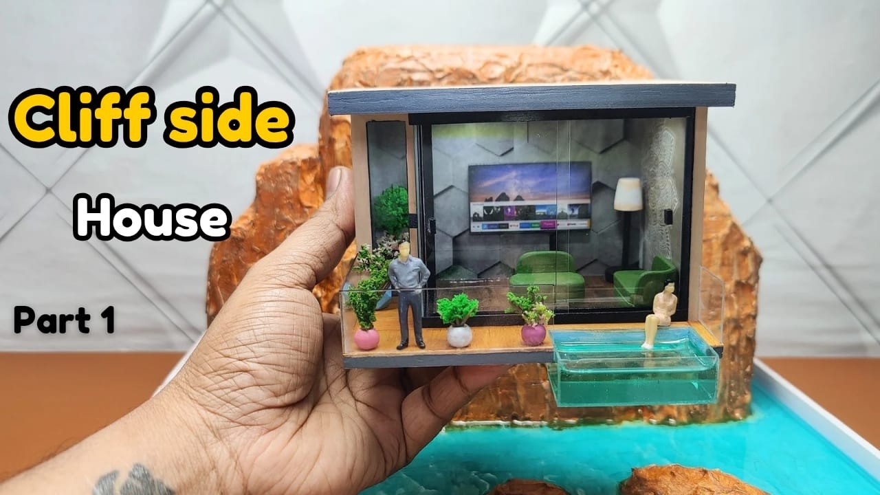 Cliff Side Modern House Miniature | DIY Realistic Model Making | Part 1