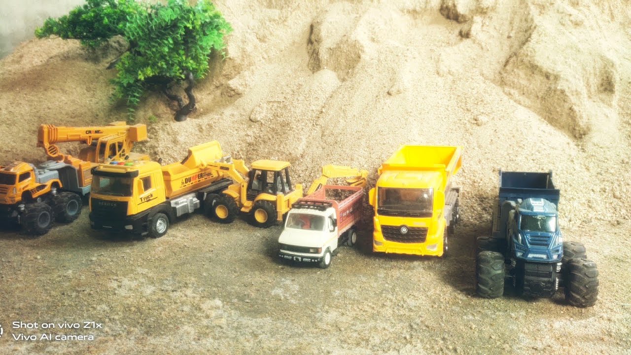 Many constraction vehicles pass through from desert of thar