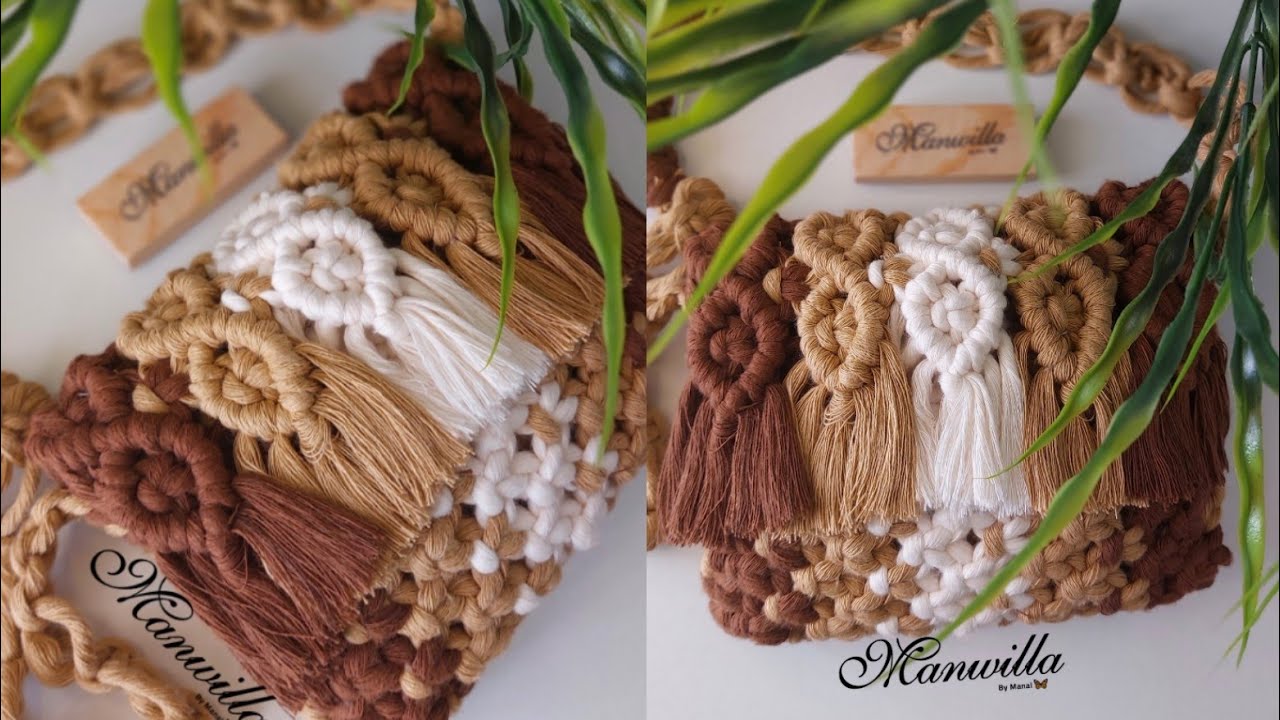 شنطه مكرميه /الجزء التاني من طقم السليبر / macrame bag/manal_elmawardy