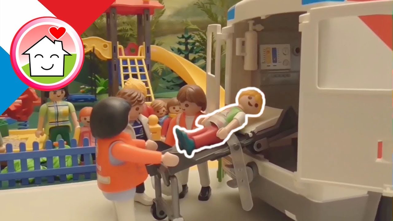 Playmobil en français La sortie de la maternelle au parc de jeux - Famille Hauser