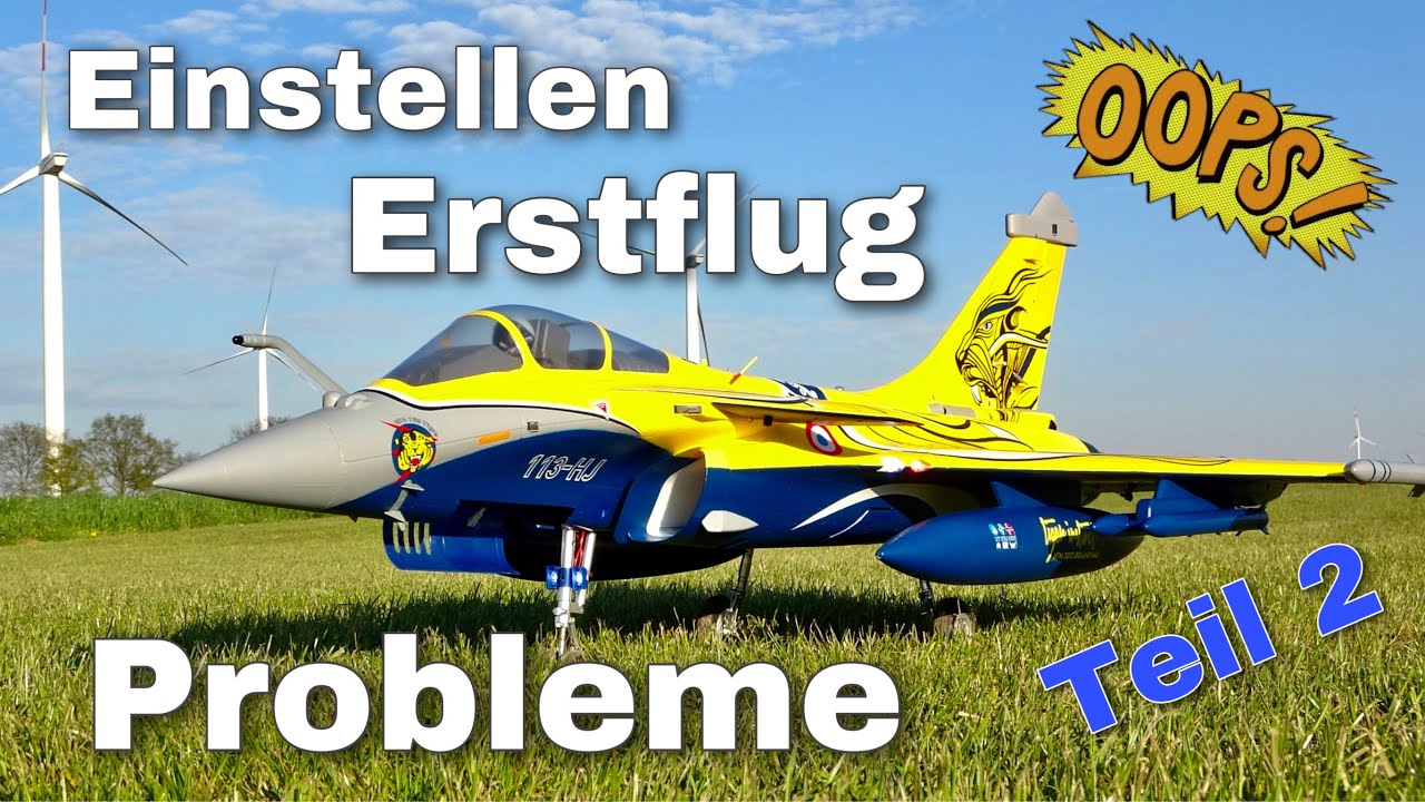 FMS Rafale 80mm Erstflug und Probleme auf Graspiste, FMS Rafale problems on Grass runway