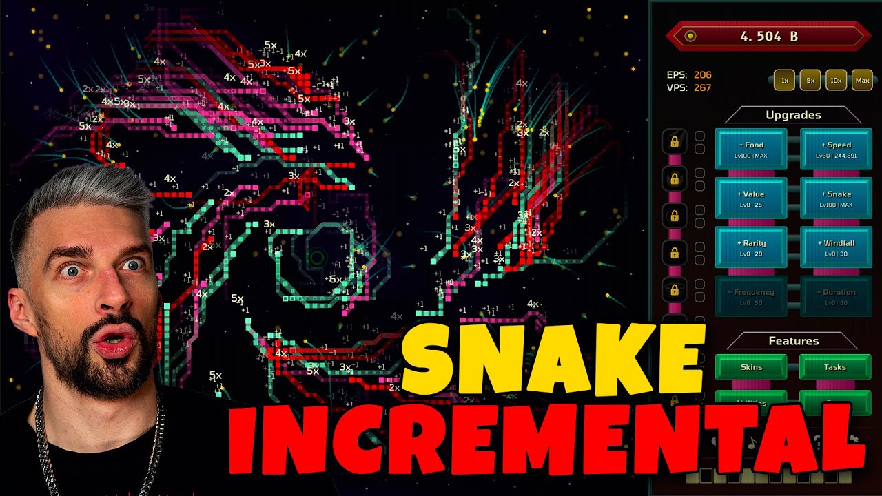 AWESOME Looking Space Snake Game that can be IDLE or ACTIVE Incremental
