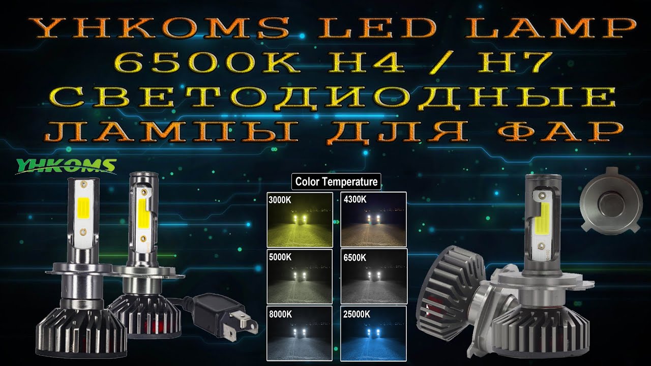 СВЕТОДИОДНЫЕ ЛАМПЫ LED 6500K H4 / H7 12V В АВТОМОБИЛЬНЫЕ ФАРЫ. ПРОВЕРКА УСТАНОВКА СРАВНЕНИЕ