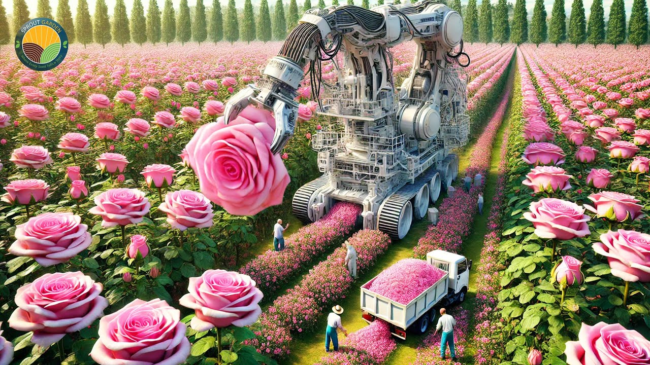 How Farmers Harvest Roses: Rose Essential Oil Processing in Factory | Farming Documentary