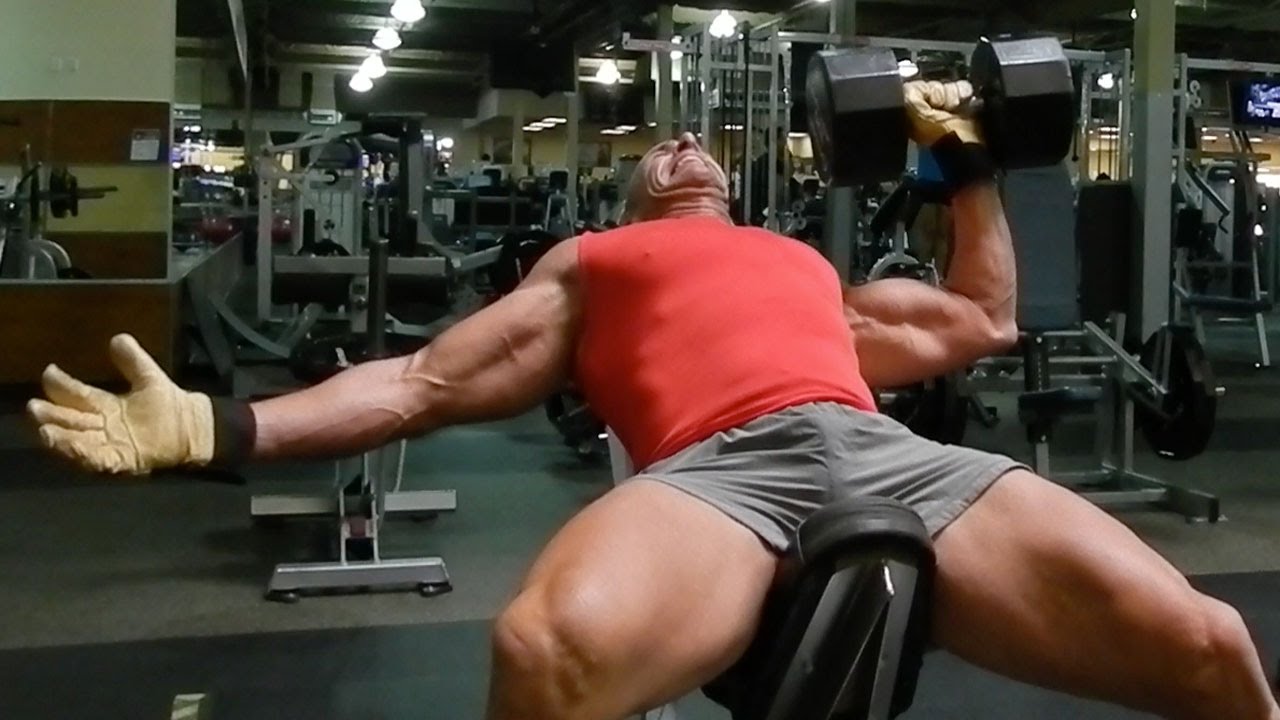 Pecs of death with one arm dumbbell press