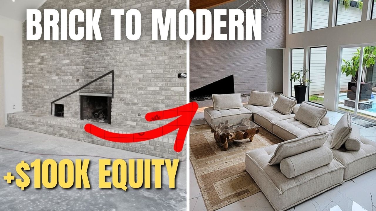 Extreme 1972 Mid-Century Modern Fireplace Transformation | Angled Porcelanosa Tile