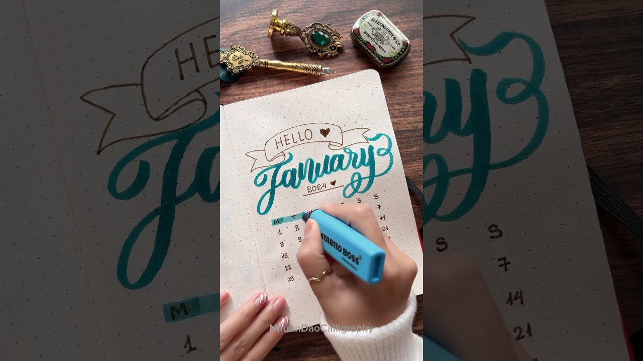 Bullet Journal with Me| January 2024 ✨ #nhuandaocalligraphy #shorts #bulletjournal