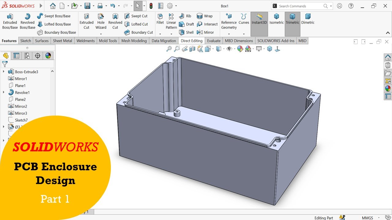PCB Enclosure Design SolidWorks | Part1 | Box in SolidWorks #solidworkstutorial