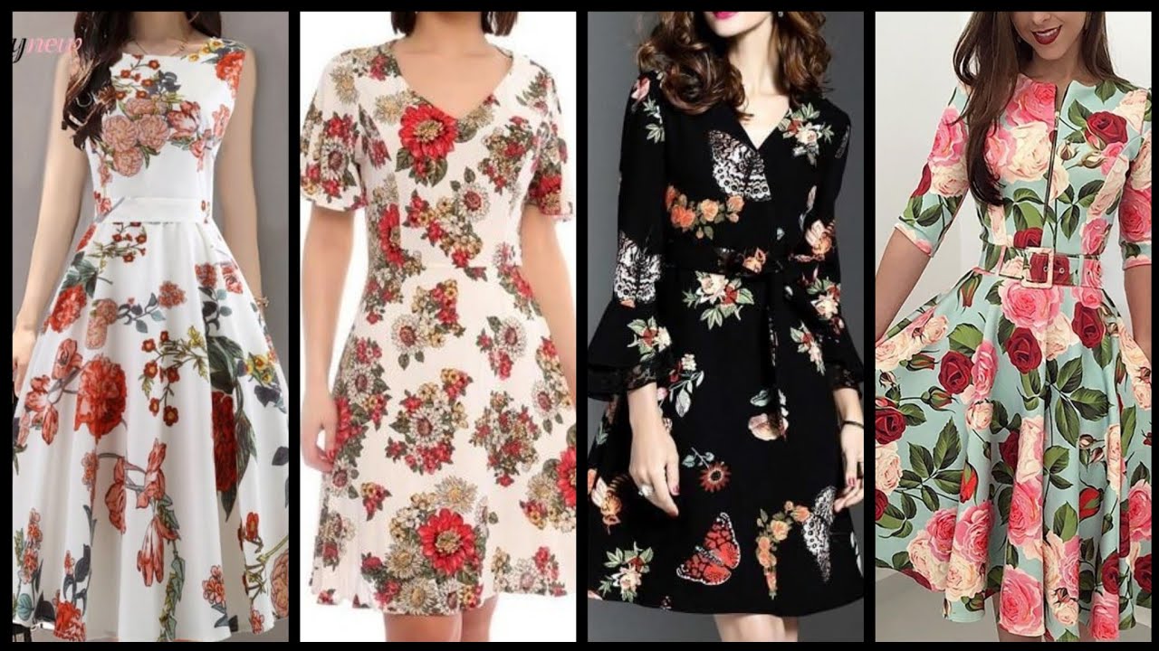 Amazing attractive Floral print skater dress design ideas for girls 2020