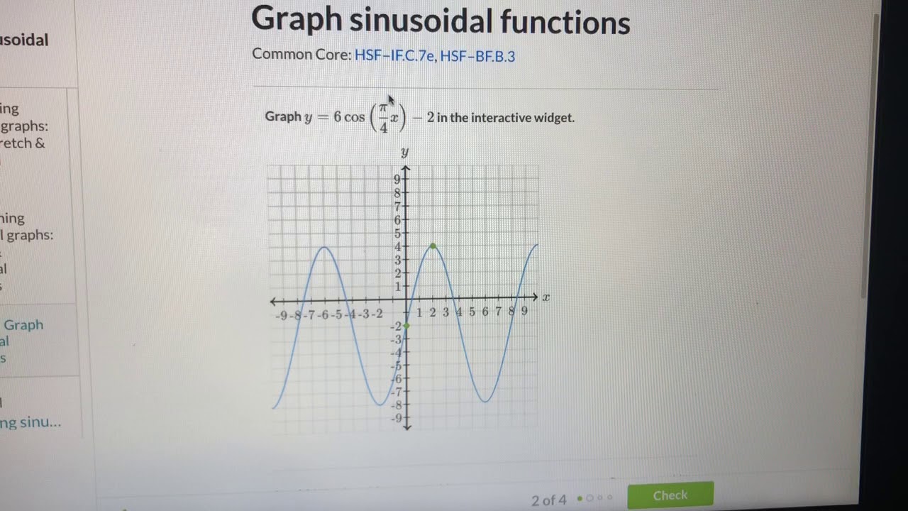 Algebra 2 - trigonometry graph from function asmr