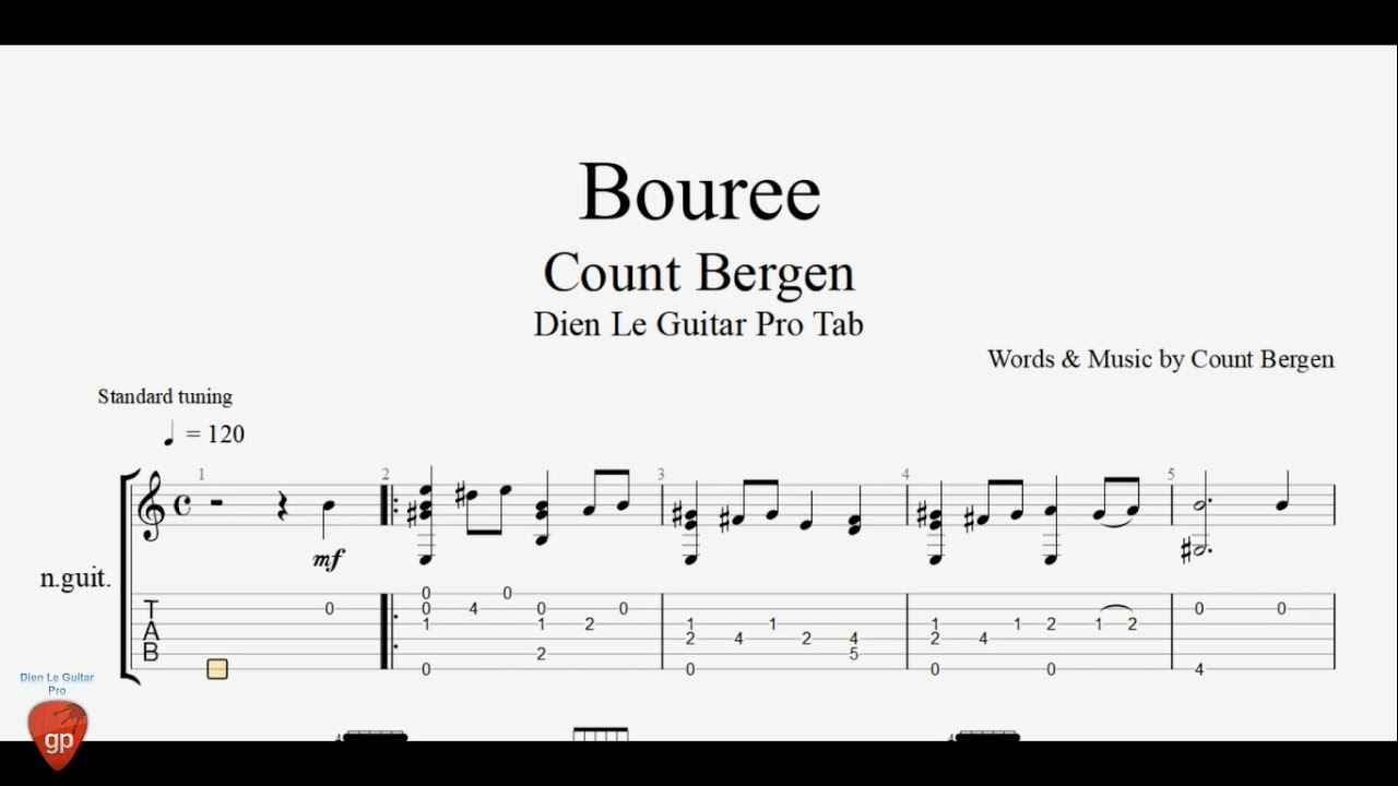 Count Bergen - Bouree - Guitar Tabs