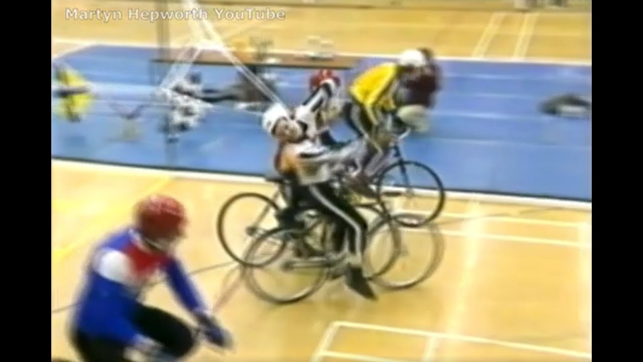 1981 Cycle Speedway British Indoor Final at the Oasis Leisure Centre, Swindon.