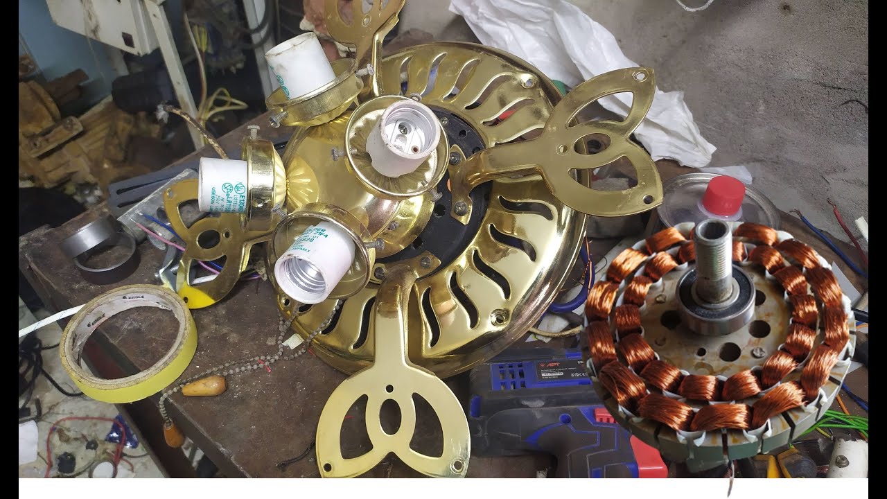 لف مروحه سقف نجف 4 ريشه بالكامل باستخدام مكنه لف المراوح السقف -  fan coil winding machine