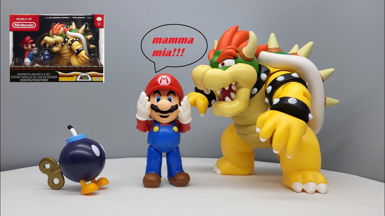 Super Mario Bros Bowser lava set de batalla figura de acción revisión en español
