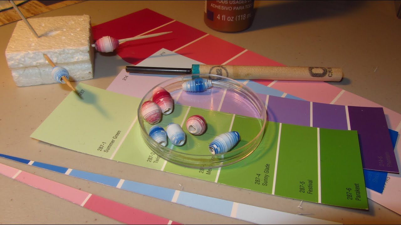 Make Paper Beads With Paint Chip Samples Paper Bead Craft