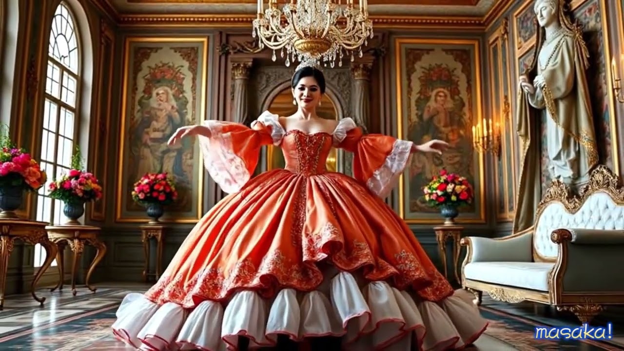 Beautiful Woman Dancing in a Large, Long Dress 【AI】  Valzer Lento   Open Arms Remix