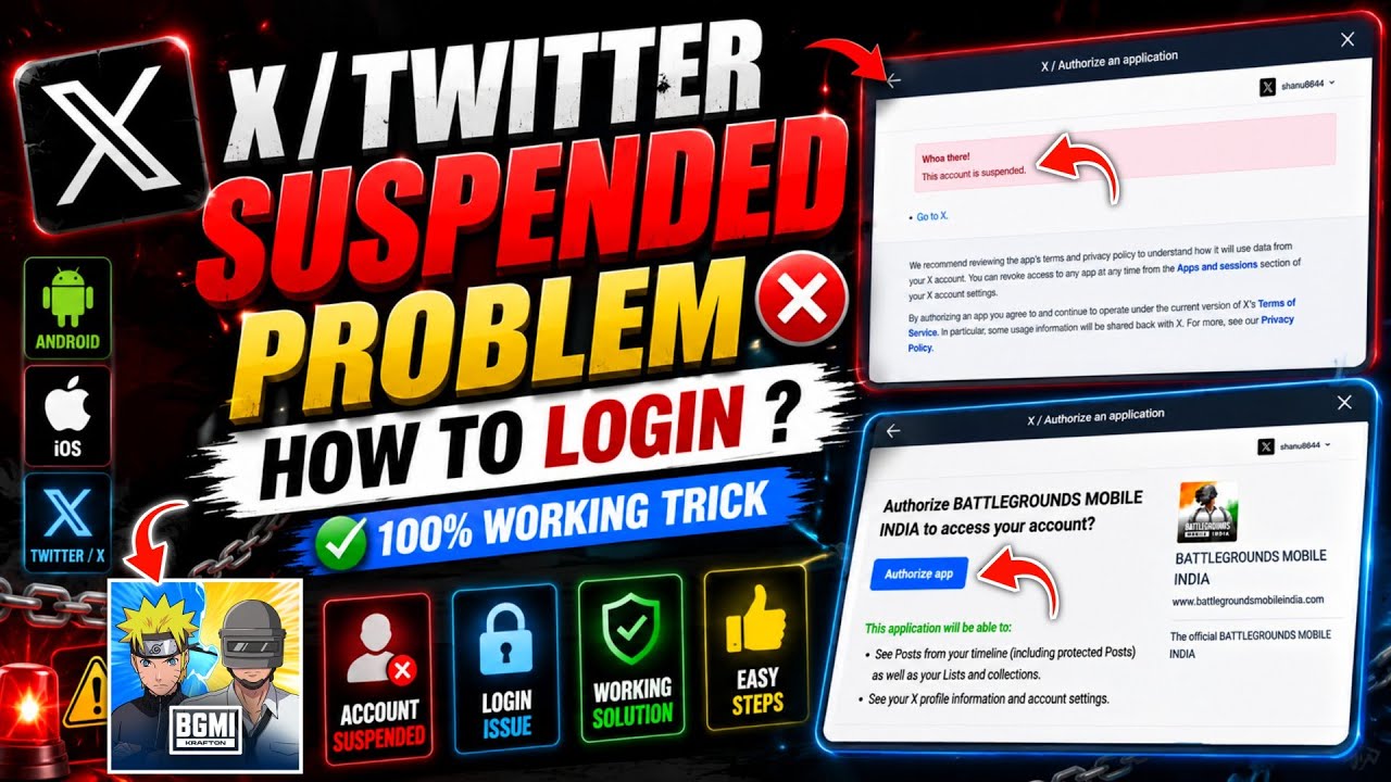 How to Login Suspended Twitter in BGMI 2026 | this account is suspended | bgmi twitter login problem