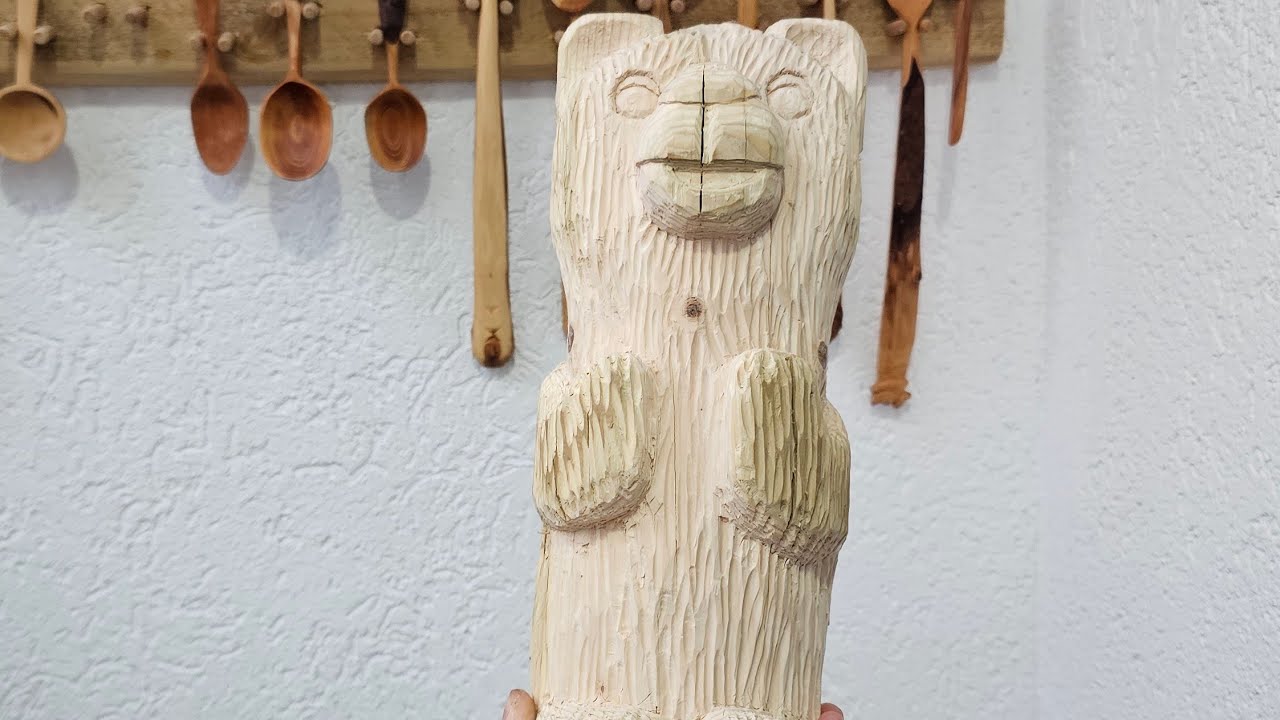 Revin la ursul din lemn 🐻 | Sculptură începută anul trecut-Partea 2