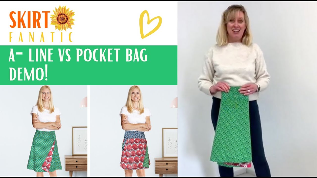 A Line VS Pocket Bag Knee Length reversible wrap skirts from Skirt Fanatic! 1 Skirt, 2 Looks!