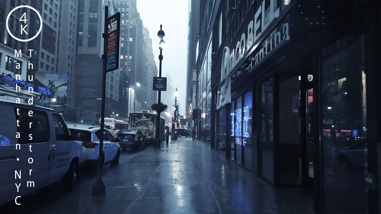 NYC Walking in Thunderstorm - Manhattan, New York 4K