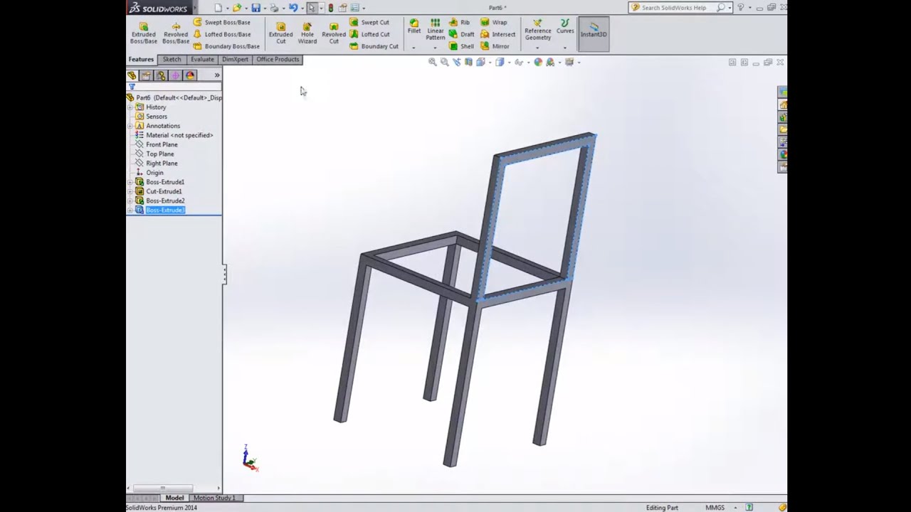 Solidworks sandalye  çizimi  ve  Montajlama TÜRKÇE