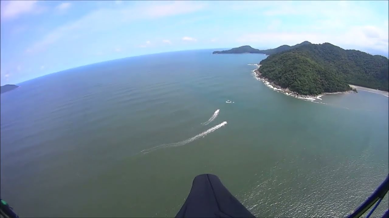 Passeio de paraglider pela Baixada Santista de vento S - SE - L