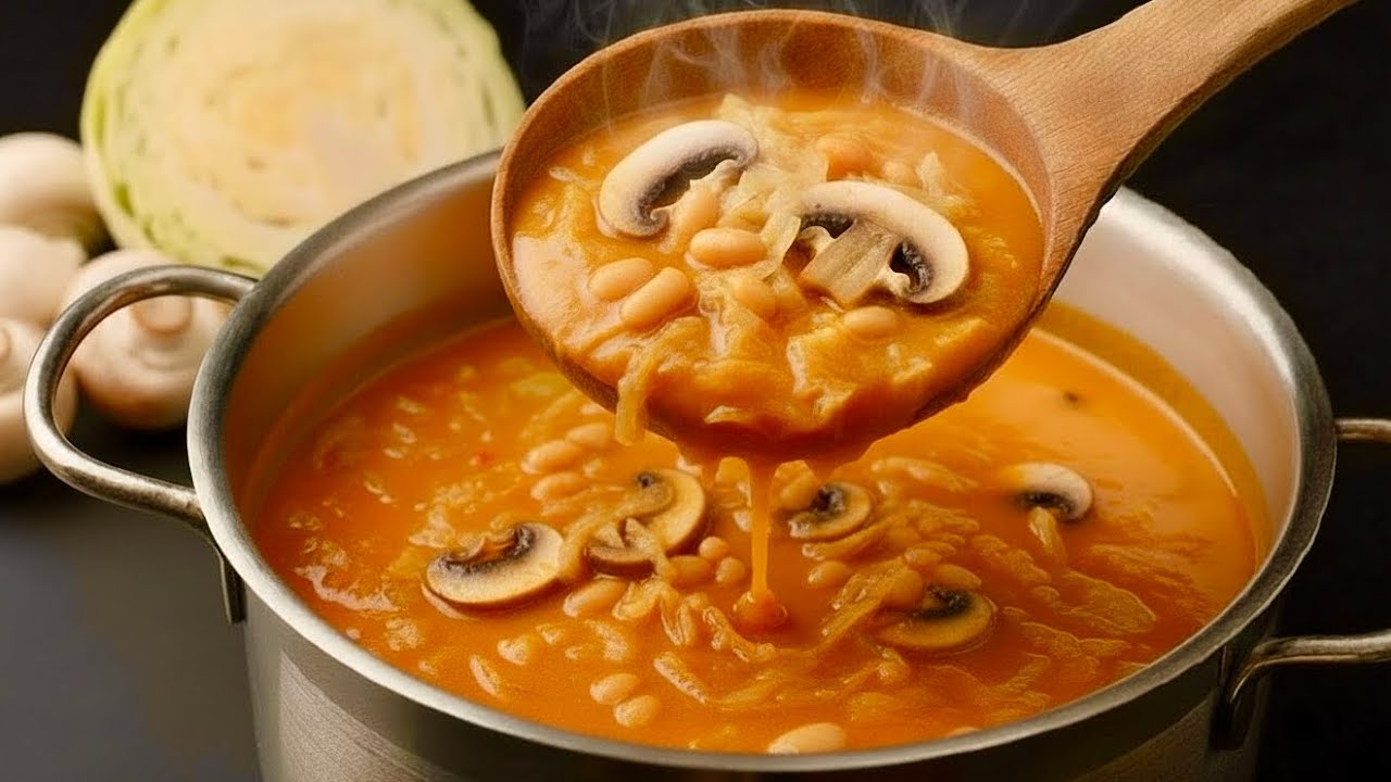 Невероятный бабушкин зимний капустный суп! Простой и вкусный рецепт супа из фасоли и грибов!