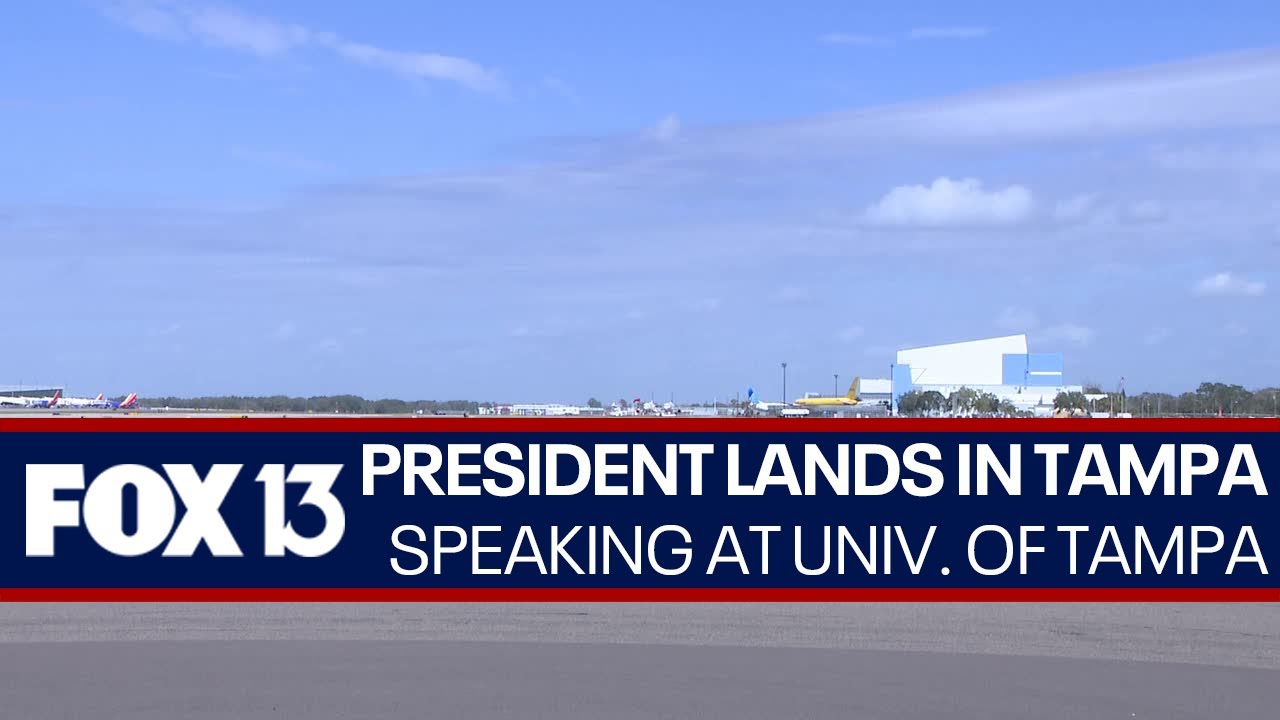 President Joe Biden lands in Air Force One at Tampa International Airport