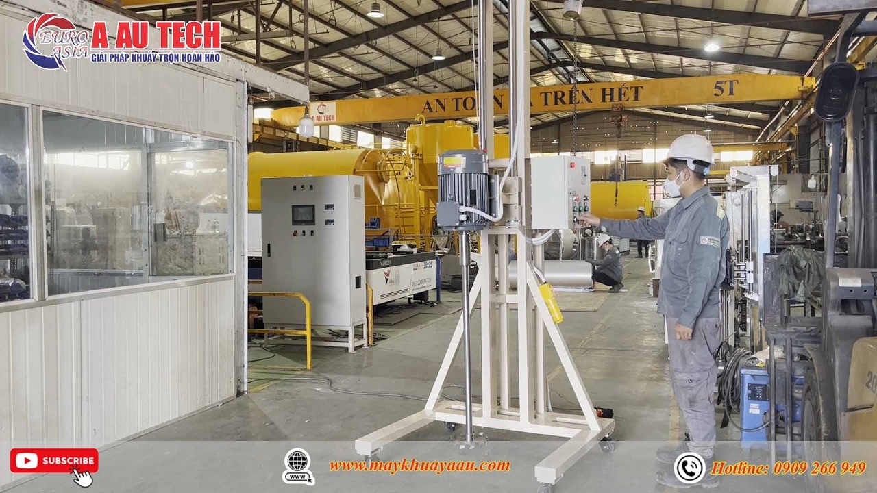 Vận hành máy khuấy phân bón nâng hạ bàng điện 300 lít -  Lh 0909 266 949 Á Âu
