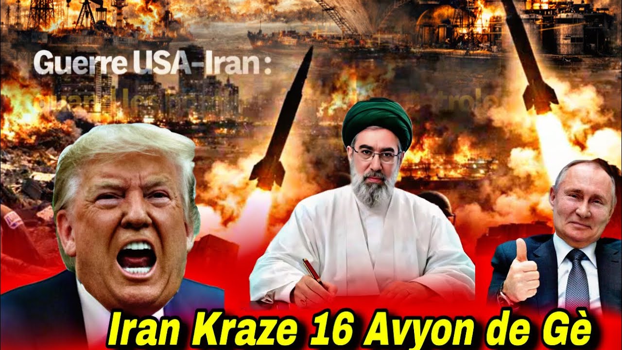 Iran Gentan Kraze 16 Avyon de Gè Ameriken…Iran Bonbade Yon Izin Petwòl…Israël Touye pòtpawòl Iran…Gè