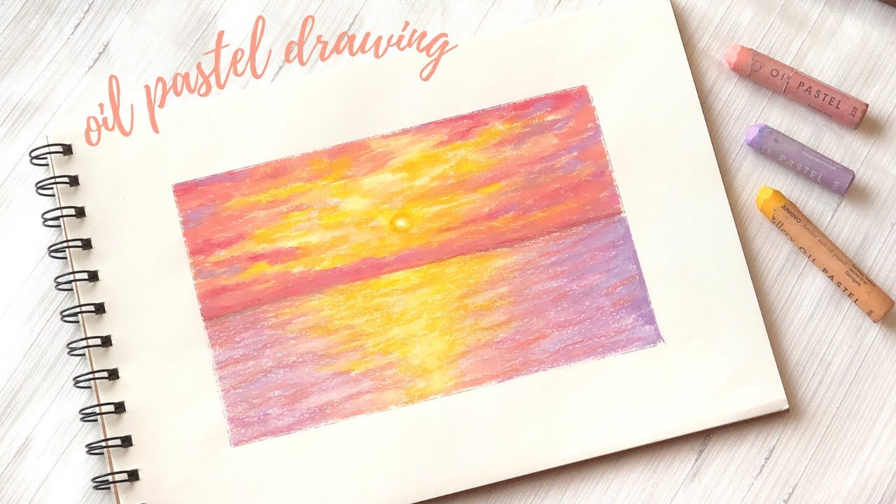 Pink Ocean Sunset | Step by step oil pastel seascape drawing