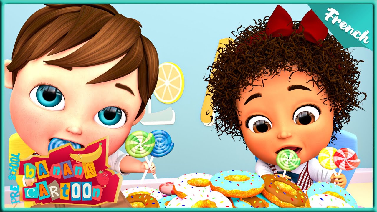Crian&ccedil;as Comendo A&ccedil;&uacute;car | Soir&eacute;e dansante - Banana Cartoon Preschool LE Fran&ccedil;ais #57