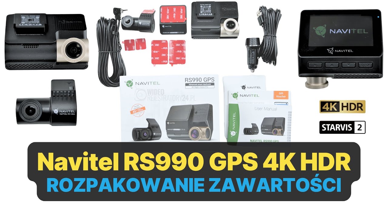 Kamera samochodowa Navitel RS990 GPS 4K - unboxing