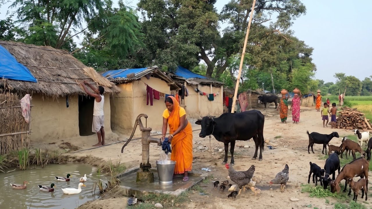 Poor Village Life in Terai Nepal & India 🇳🇵🇮🇳 | Simple Village Lifestyle