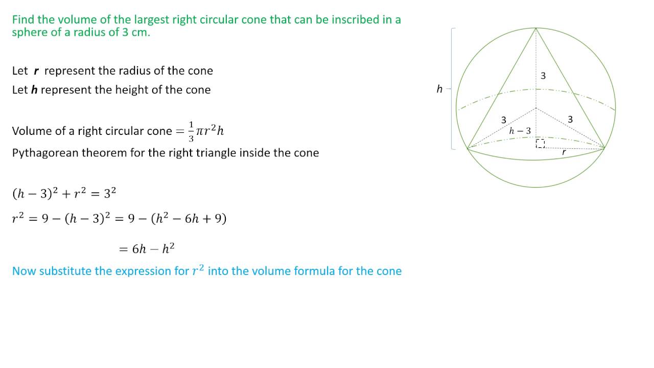 Find the largest right circular cone that can be inscribed in a sphere