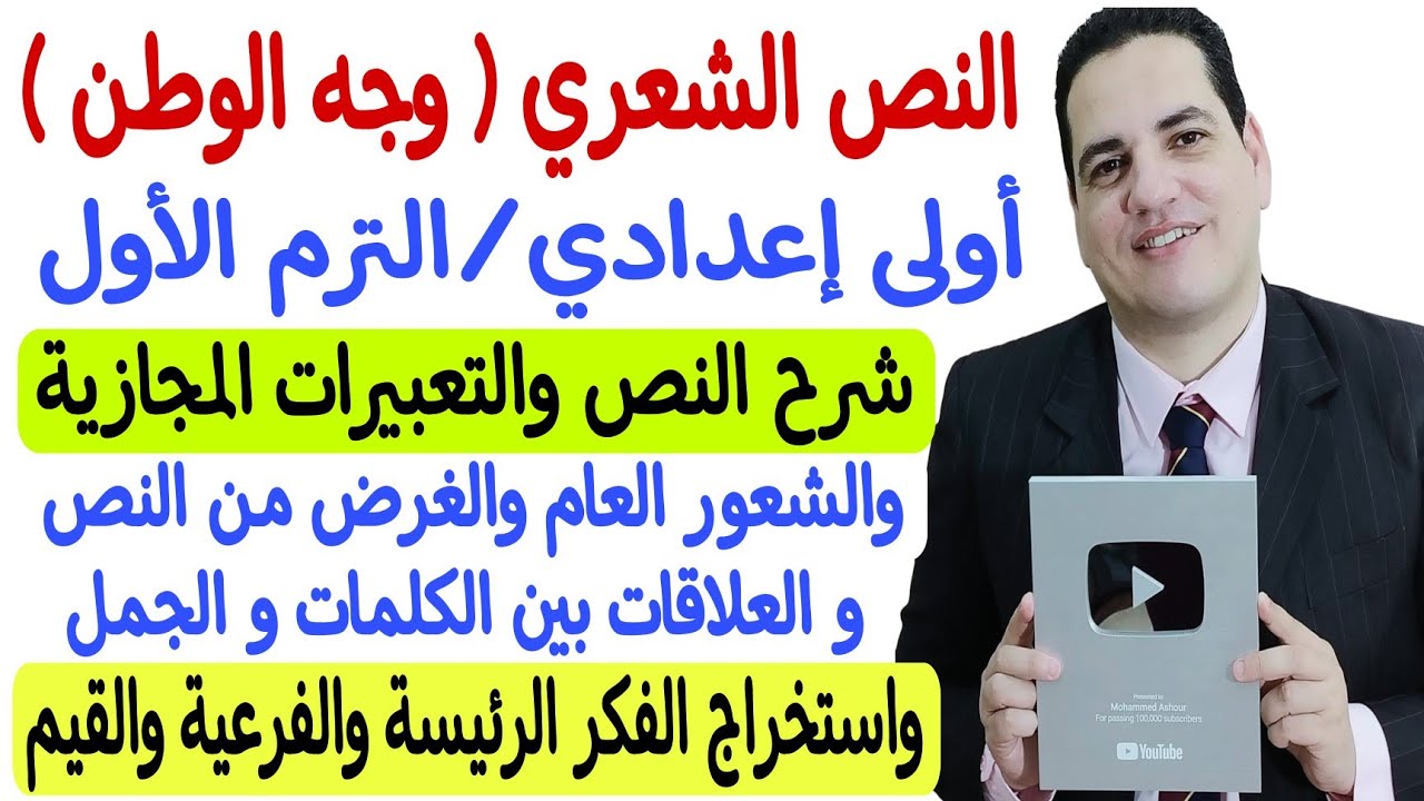 أقوى شرح للنص الشعري ( وجه الوطن ) ـ  أولى إعدادي/الترم الأول ـ شرح النص وتحليله بشكل مفصل 💪🏻🔥❤️