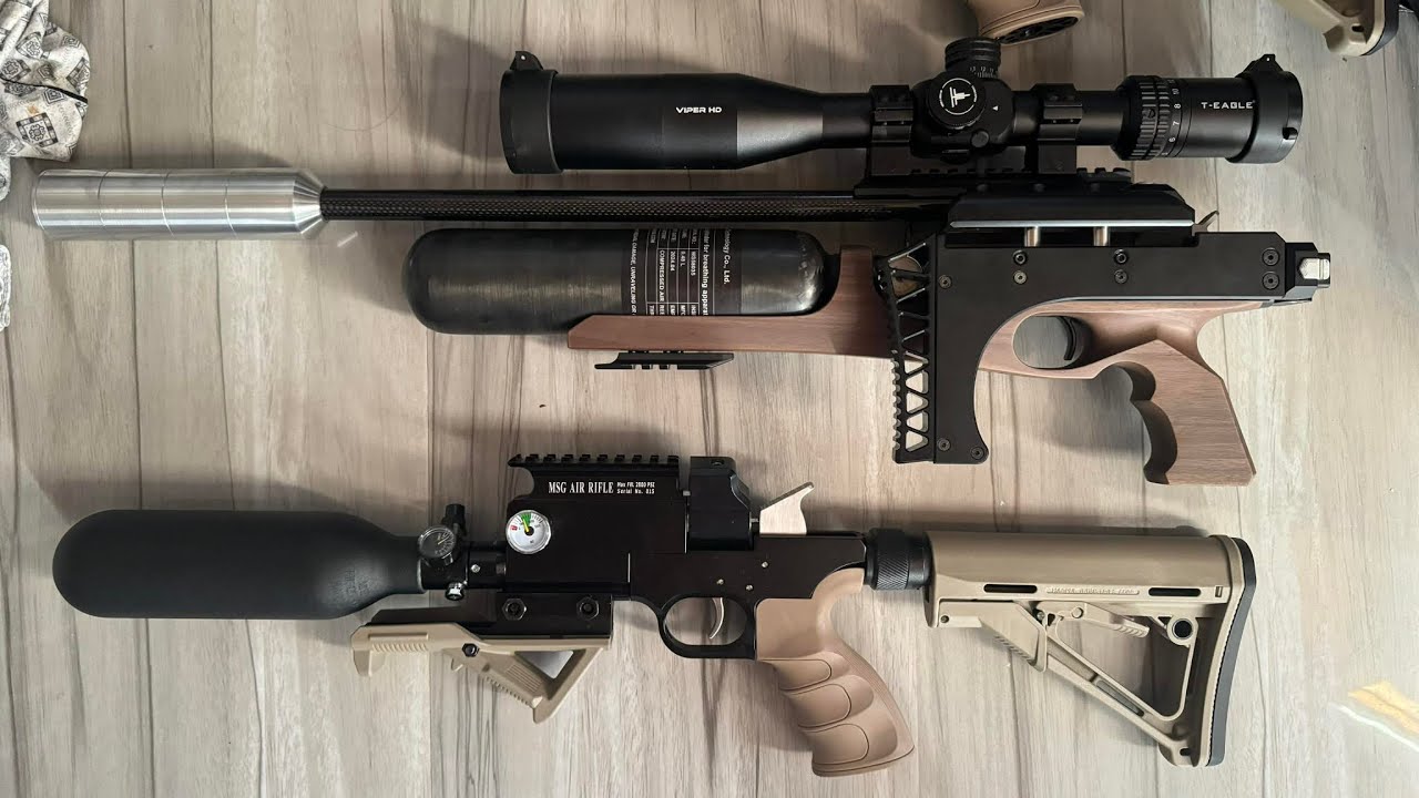 Gc mag movil pcp AIR RIFLE , 18inch msg steel barrel, check groupings 60-70 meters gamit ang slug