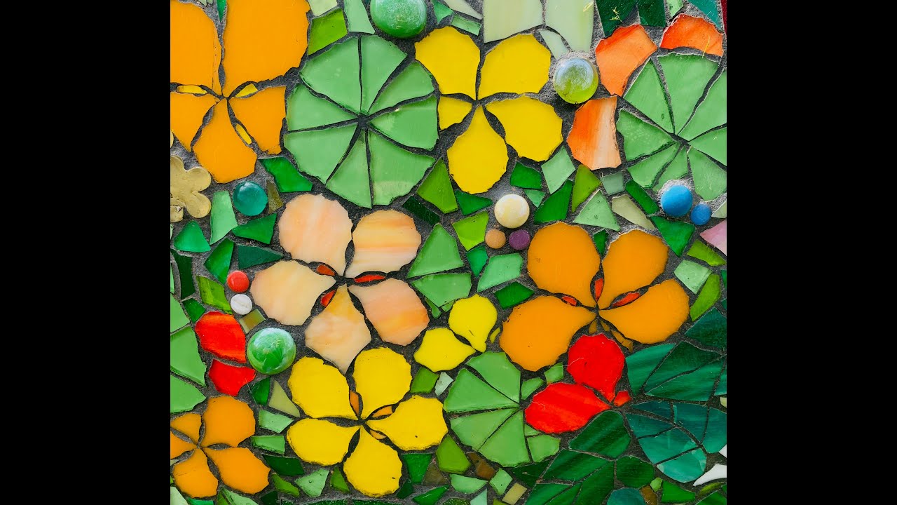 No 5 of 19. How to cut simple Nasturtiums for a stained glass garden mosaic.