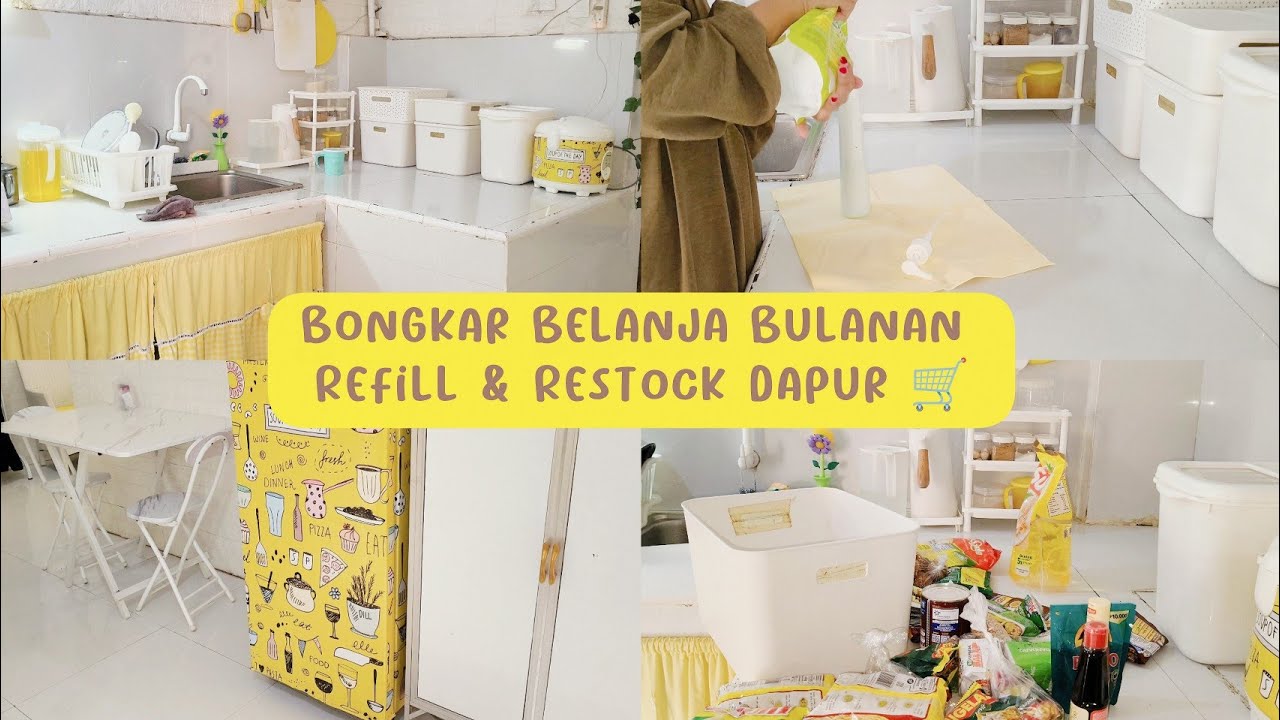 Bongkar Belanja Bulanan Refill & Restock Dapur 🛒 Menata ke Storage Box Biar Rapi dan Bersih 🍱🧺