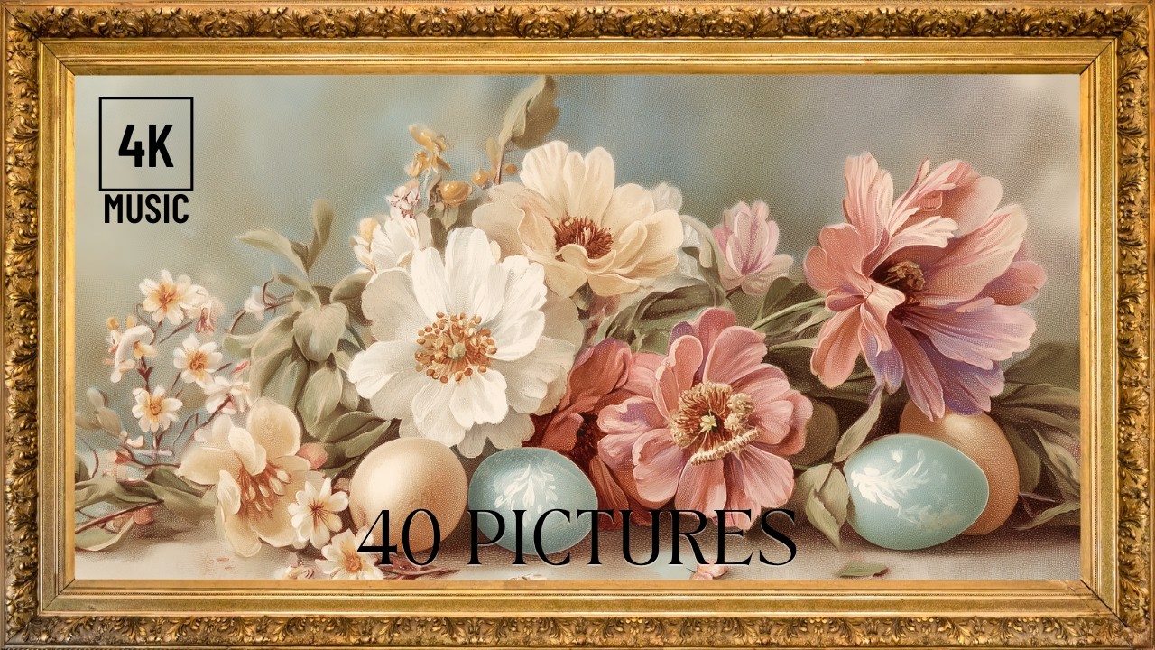 40 Vintage Easter Frame TV Art | 4 Hours Oil Paintings Gallery with Music
