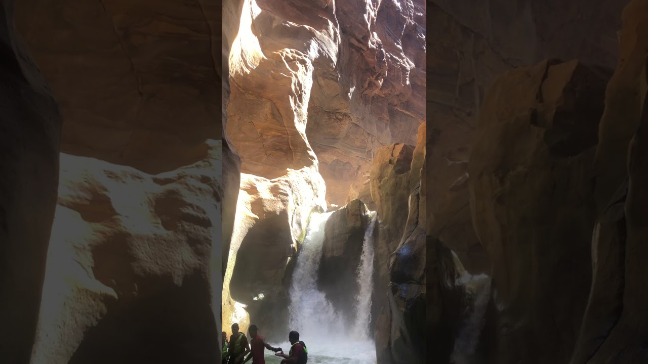 Waterfall at the end of the Wadi Mujib Siq Trail