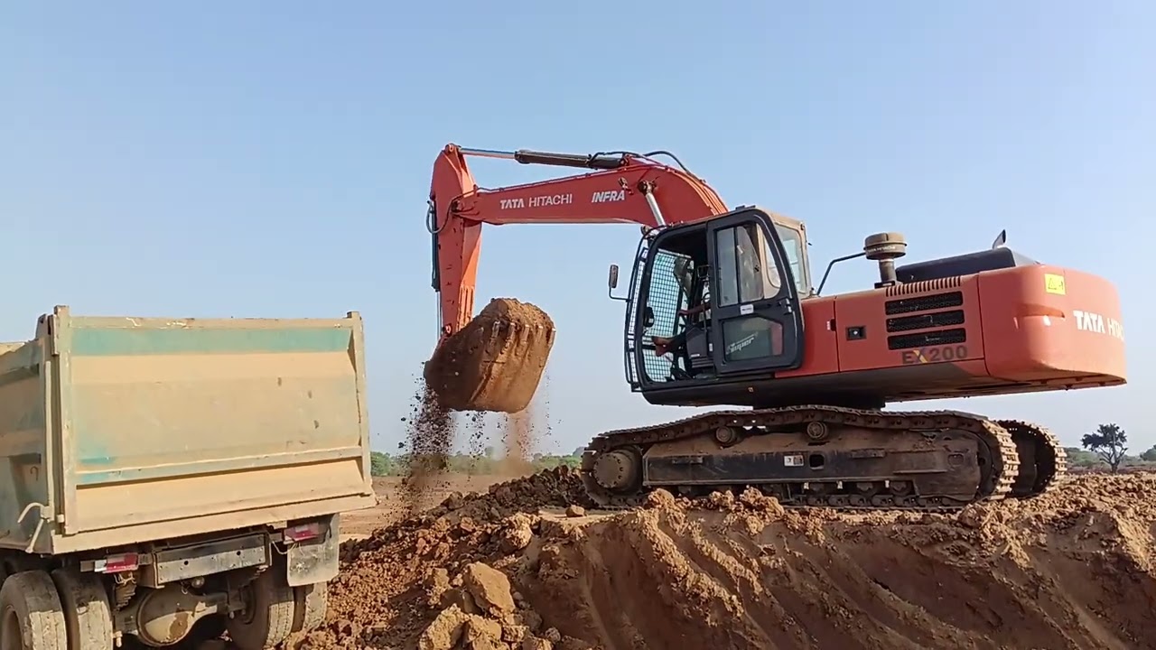 Excavator machine loading working