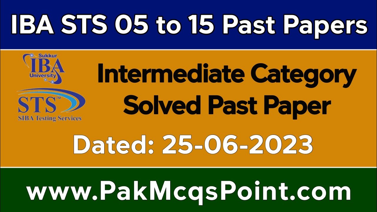 25-06-2023 | IBA STS 5 to 15 Intermediate Category Solved Paper | 05 to 15 Complete Test Preparation