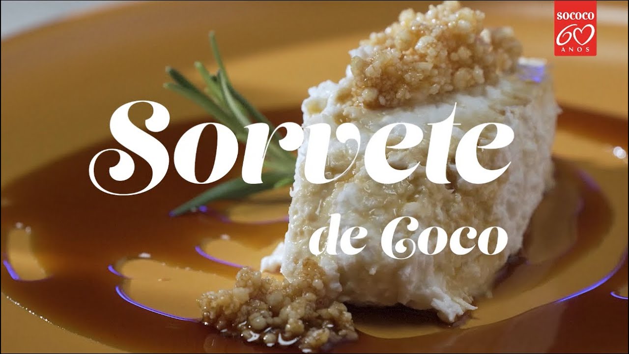 Sorvete de coco com calda de café e crocante de tapioca | Série 60 anos, 60 receitas Sococo